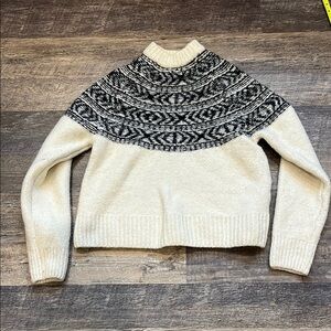 Women's Cream and Black Patterned Sweater